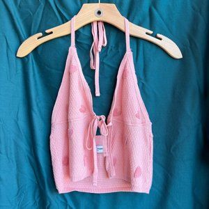 Social Tourist Pink Tie Front Halter